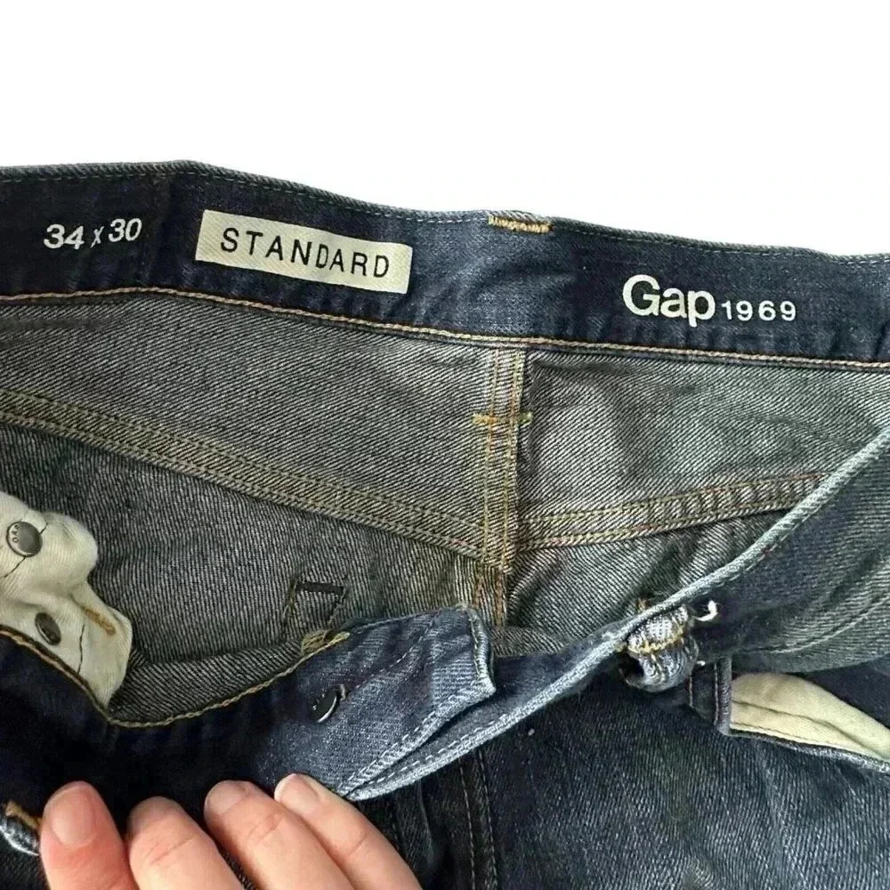 1969 GAP 34 X 30 MEN’S STANDARD FIT DISTRESSED JEANS measures - Picture 4 of 11